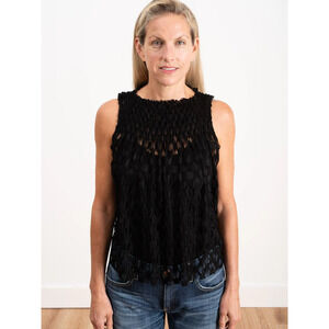 Rachel Comey Sleeveless Boat Neck Sheer Lace Blouse Top Black Women's Size 0